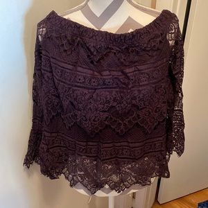 Apt 9, XL purple lace, falls off shoulder